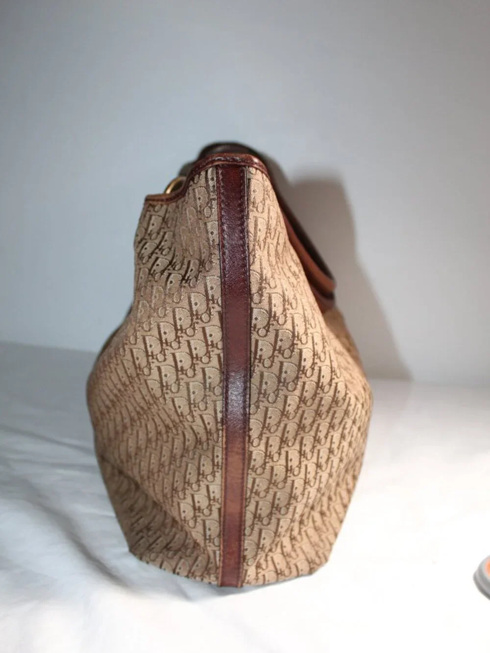 Christian Dior Vintage Trotter Canvas Tote Monogram  Brown Buckle Shoulder Bag